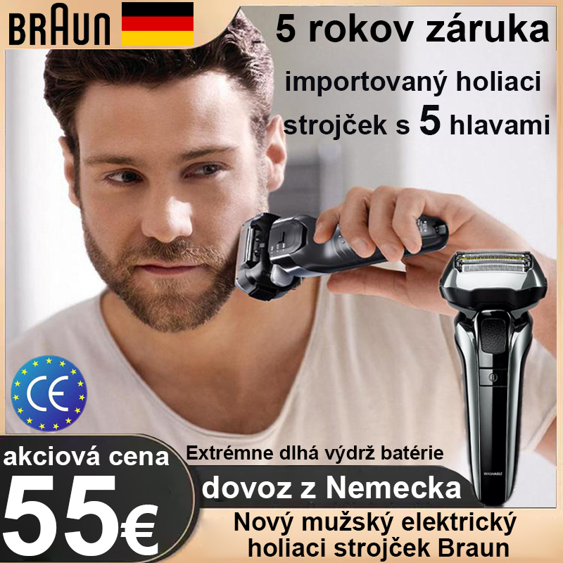 Elektrický holiaci strojček Braun (5 hlávok + ultrazvukové čistenie + kompletné príslušenstvo)