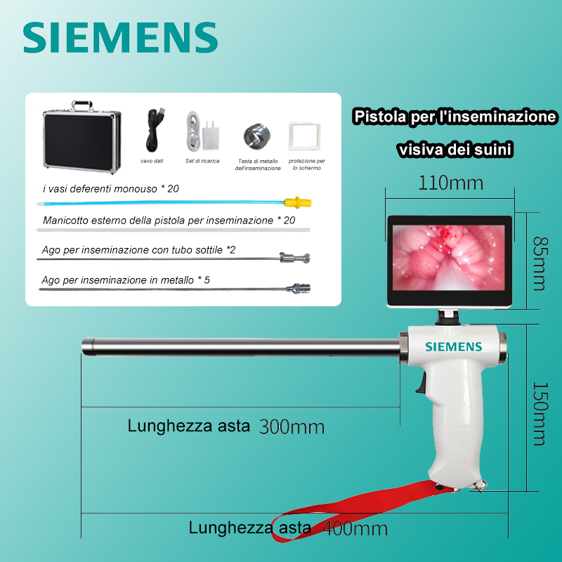 [Versione standard (per suini)] Pistola per inseminazione visiva Siemens + aghi per inseminazione con tubo sottile * 2 + aghi per inseminazione in metallo * 5 + manicotti per tubi per inseminazione * 20 + tubi per inseminazione usa e getta * 20 + altri accessori